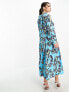 Фото #3 товара Y.A.S Petite high neck maxi dress with bow back detail in blue floral print
