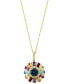 ფოტო #1 პროდუქტის EFFY® Multi-Gemstone (2-7/8 ct. t.w.) & Diamond (1/4 ct. t.w.) Circle 18" Pendant Necklace in 14k Gold