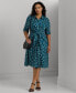 Фото #1 товара Plus Size Tie-Front Floral Linen Shirtdress
