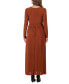 ფოტო #2 პროდუქტის Women's Long Sleeve V-neck Side Slit Maxi Dress