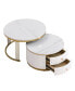 Modern 2-Piece White Round Nesting Coffee Table with Drawers