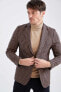 Фото #1 товара Slim Fit Kazayağı Desenli Astarlı Blazer Ceket