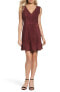 BB Dakota 156438 Women's Lynne Faux Suede Skater Dress Bordeaux Sz. 8