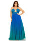 Women's Plus Size Halter Ruched Ombre Gown