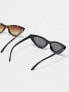 Фото #7 товара ASOS DESIGN 2 pack cat eye sunglasses in black and tort