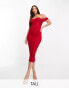 Фото #2 товара Jaded Rose Tall ruched corset waist sheer midaxi dress in red