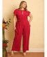 Фото #5 товара Plus Size Keyhole-Neck Tie-Waist Jumpsuit