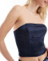 4th & Reckless Tall exclusive satin bandeau top co-ord in navy