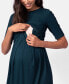 Фото #2 товара Women's Maternity Nursing Short Sleeve Dress - Emerald Green
