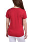 ფოტო #2 პროდუქტის Petite Short Sleeve Crepe Knit Top