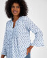 ფოტო #3 პროდუქტის Women's Split-Neck Pin-Tuck 3/4-Sleeve Top, Created for Macy's