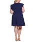 Plus Size Flutter-Sleeve Scuba-Crepe Fit & Flare Dress