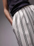 Topshop satin pin stripe wide leg pull on in white