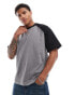 Jack & Jones super oversized raglan t-shirt in dark grey & black Wasserspeier, M - Chest 100cm - фото #1