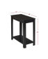 Black finish wooden chairside table with open shelf