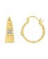 ფოტო #1 პროდუქტის Cubic Zirconia 18K Gold Plated Ribbed Texture Hoop Earring