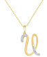 ფოტო #1 პროდუქტის Diamond Fancy Initial 18" Pendant Necklace (1/10 ct. t.w.) in 14k Gold-Plated Sterling Silver