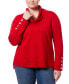 ფოტო #4 პროდუქტის Plus Size Ribbed-Hem Cowl-Neck Sweater