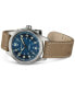 ფოტო #4 პროდუქტის Men's Swiss Automatic Khaki Field Brown Leather Strap Watch 42mm
