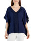 Women's Lace-Trim V-Neck Gauze Poncho Top, Created for Macy's