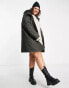 Фото #8 товара Only Curve faux fur lined hooded rain coat in black