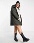 Only Curve faux fur lined hooded rain coat in black