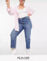 Фото #1 товара DTT Plus Veron relaxed fit mom jeans in mid blue wash