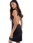 Stradivarius STR open back mini dress in black