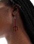 Pieces Halloween Devil pitch fork earrings in red