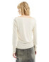 Фото #3 товара Monki super soft long sleeve boat neck top in beige