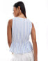 ASOS DESIGN swing wrap top in blue stripe