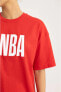 Фото #3 товара NBA Wordmark Oversize Fit Baskılı Kısa Kollu Tişört