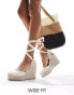 ASOS DESIGN Wide Fit Tyra closed toe wedges in natural linen