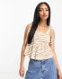 Фото #2 товара ASOS DESIGN tie strap sun top with pephem in neutral zebra print