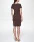 Фото #2 товара Solid Faux-Leather Tie-Waist Sheath Dress