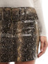 Фото #13 товара Mango snake print faux leather skirt in brown