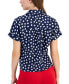 Фото #2 товара Women's 100% Linen Carrie Dot-Print Tie-Front Shirt, Created for Macy's
