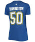 Фото #2 товара Women's Jordan Binnington Blue St. Louis Blues Team Authentic Stack Name and Number V-Neck T-shirt