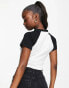 Missguided colour block ringer tee in black & white