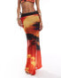 Murci mesh beach maxi skirt co-ord in red lava print