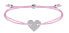 Corded with pink / steel heart bracelet