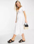 Фото #4 товара ASOS DESIGN broderie short sleeve tiered wrap midi dress in white