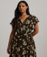 ფოტო #4 პროდუქტის Plus Size Floral Flutter-Sleeve Dress