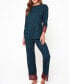 ფოტო #1 პროდუქტის Women's Zebra Patterned 2-Pieces Pajama Set with Deep V Back, Lace Detail and Bow Accent