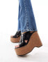 Фото #2 товара ASOS DESIGN Talent premium leather cross strap wedges in black