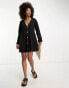 Фото #8 товара ASOS DESIGN long sleeve mini smock dress with buttons in black