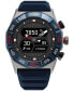 ფოტო #1 პროდუქტის Men's CZ Smart Hybrid Blue Silicone Strap Smart Watch 44mm