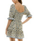 Juniors' Floral-Print Smocked Puffed-Sleeve Dress