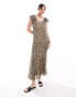 Vero Moda frill sleeve maxi dress in leopard print