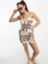 ASOS DESIGN twill square pinny playsuit in floral print